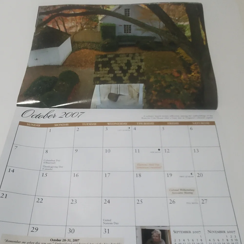 5/$15 Colonial Williamsburg 2007 Calendar Paper Crafting
